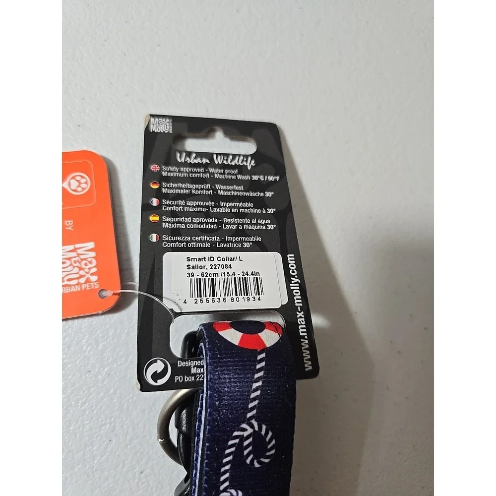 Max & Molly Urban Pets Large Smart ID Collar (Sailor)